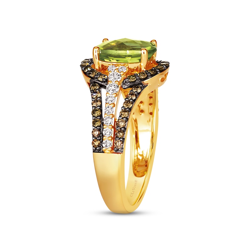 Main Image 2 of Le Vian Creme Brulee Peridot Ring 3/4 ct tw Diamonds 14K Honey Gold