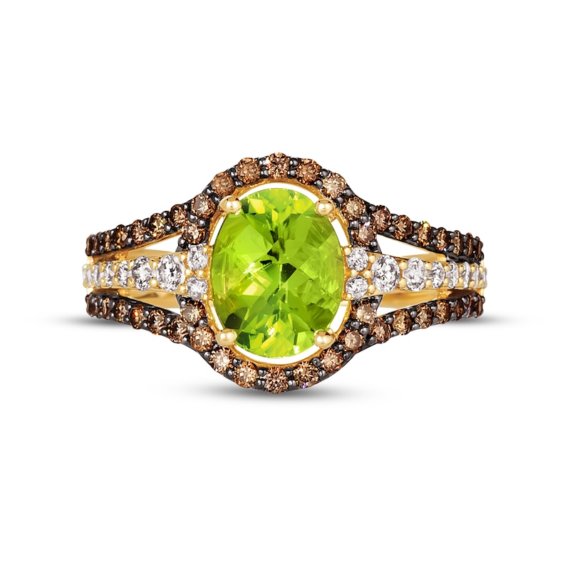 Main Image 4 of Le Vian Creme Brulee Peridot Ring 3/4 ct tw Diamonds 14K Honey Gold