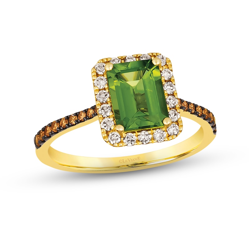 Main Image 1 of Le Vian Creme Brulee Peridot Ring 3/8 ct tw Diamonds 14K Honey Gold