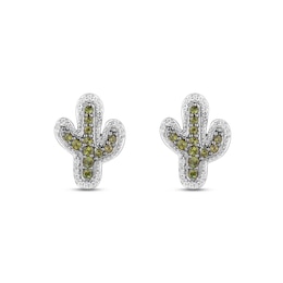 Disney Treasures Toy Story Green Tourmaline & Diamond Cactus Earrings 1/15 ct tw Sterling Silver