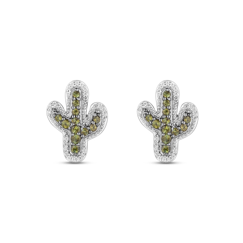 Disney Treasures Toy Story Green Tourmaline & Diamond Cactus Earrings 1/15 ct tw Sterling Silver