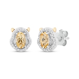 Disney Treasures Winnie the Pooh Citrine & Diamond Earrings 1/15 ct tw Sterling Silver & 10K Yellow Gold