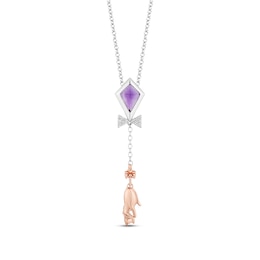 Disney Treasures Winnie the Pooh "Eeyore" Amethyst & Diamond Kite Necklace Sterling Silver & 10K Rose Gold 17"