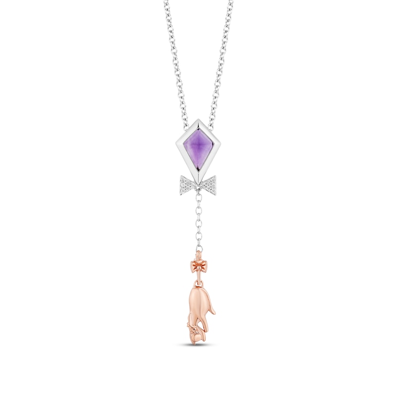 Main Image 1 of Disney Treasures Winnie the Pooh &quot;Eeyore&quot; Amethyst & Diamond Kite Necklace Sterling Silver & 10K Rose Gold 17&quot;