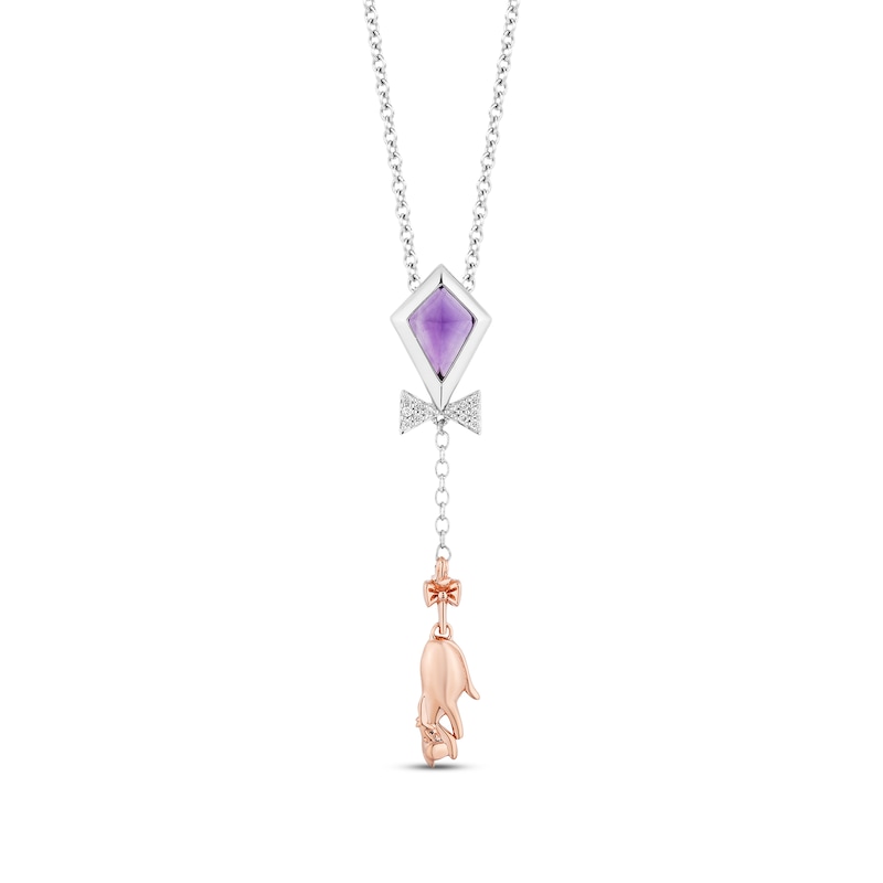 Disney Treasures Winnie the Pooh "Eeyore" Amethyst & Diamond Kite Necklace Sterling Silver & 10K Rose Gold 17"