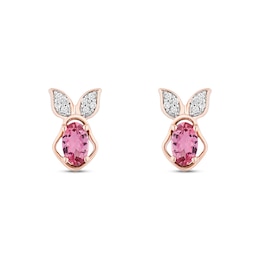 Disney Treasures Winnie the Pooh Pink Tourmaline & Diamond Earrings 1/20 ct tw 10K Rose Gold