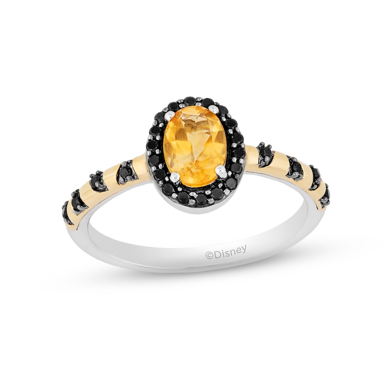 Disney Treasures Winnie the Pooh Citrine & Black Diamond Ring 1/5 ct tw Sterling Silver & 10K Yellow Gold