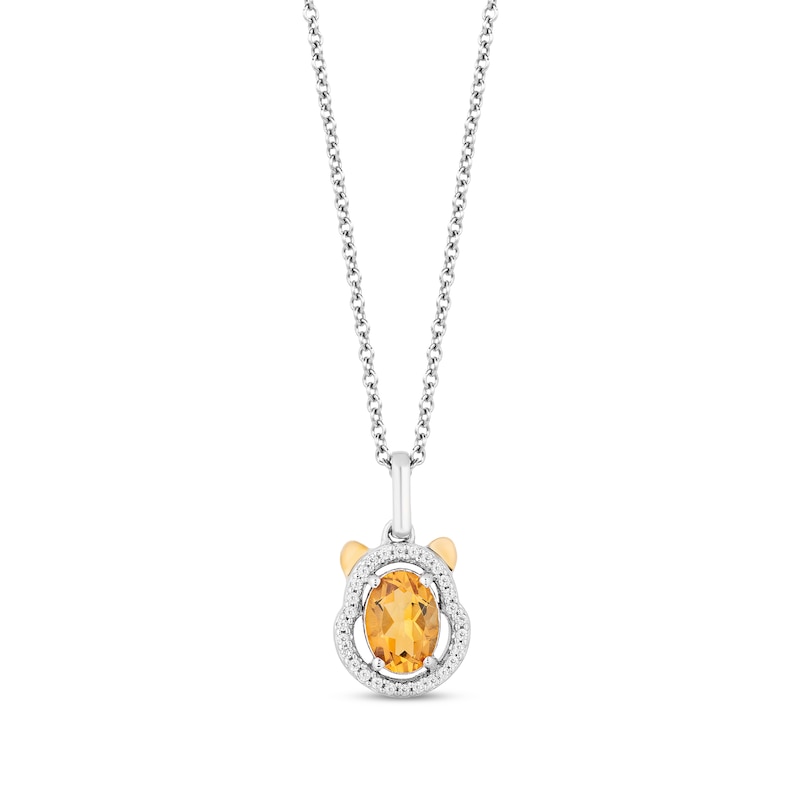 Main Image 1 of Disney Treasures Winnie the Pooh Citrine & Diamond Necklace 1/15 ct tw Sterling Silver & 10K Yellow Gold 17&quot;