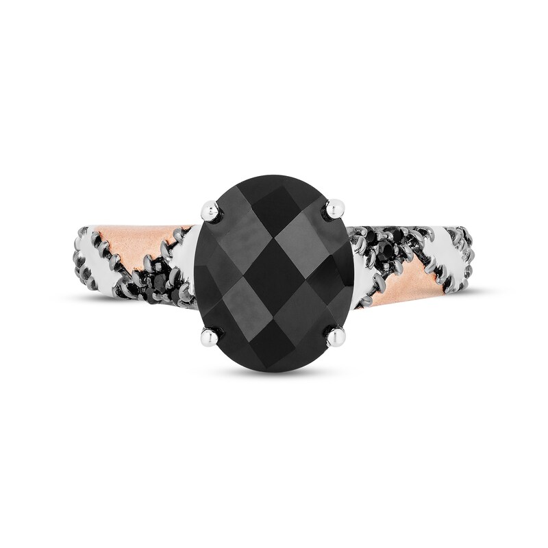 Main Image 3 of Disney Treasures The Nightmare Before Christmas Black Onyx & Diamond Ring 1/20 ct tw Sterling Silver & 10K Rose Gold