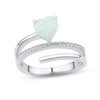 Thumbnail Image 1 of Lab-Created Opal & White Lab-Created Sapphire Heart Ring Sterling Silver