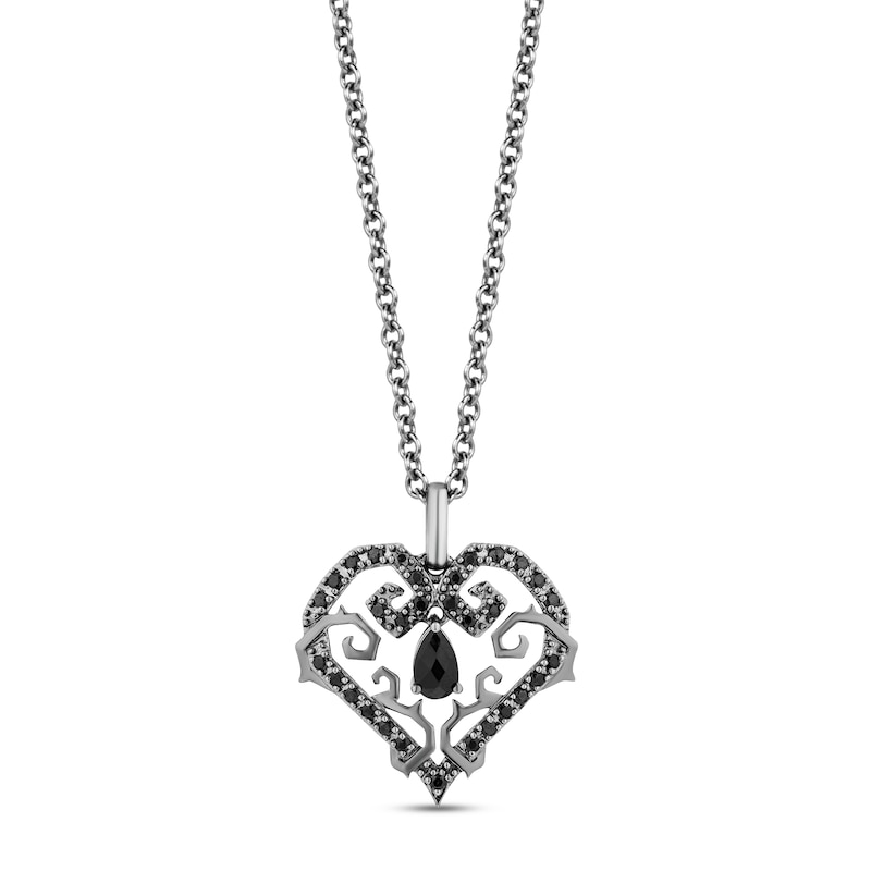 Main Image 1 of Disney Treasures The Nightmare Before Christmas Black Onyx & Black Diamond Necklace 1/4 ct tw Sterling Silver 17&quot;