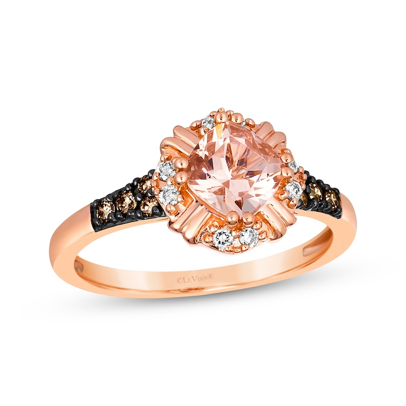 Le Vian Creme Brulee Morganite Ring 1/6 ct tw Diamonds 14K Strawberry Gold