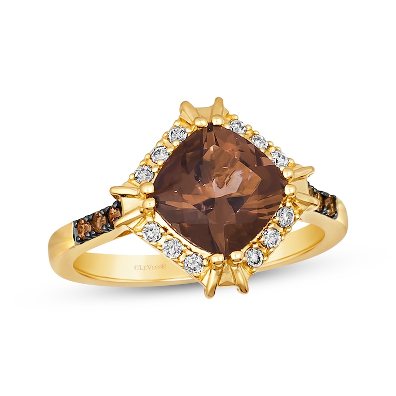 Main Image 1 of Le Vian Creme Brulee Chocolate Quartz Ring 1/5 ct tw Diamonds 14K Honey Gold