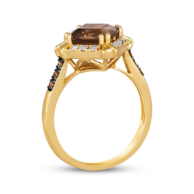 Main Image 2 of Le Vian Creme Brulee Chocolate Quartz Ring 1/5 ct tw Diamonds 14K Honey Gold