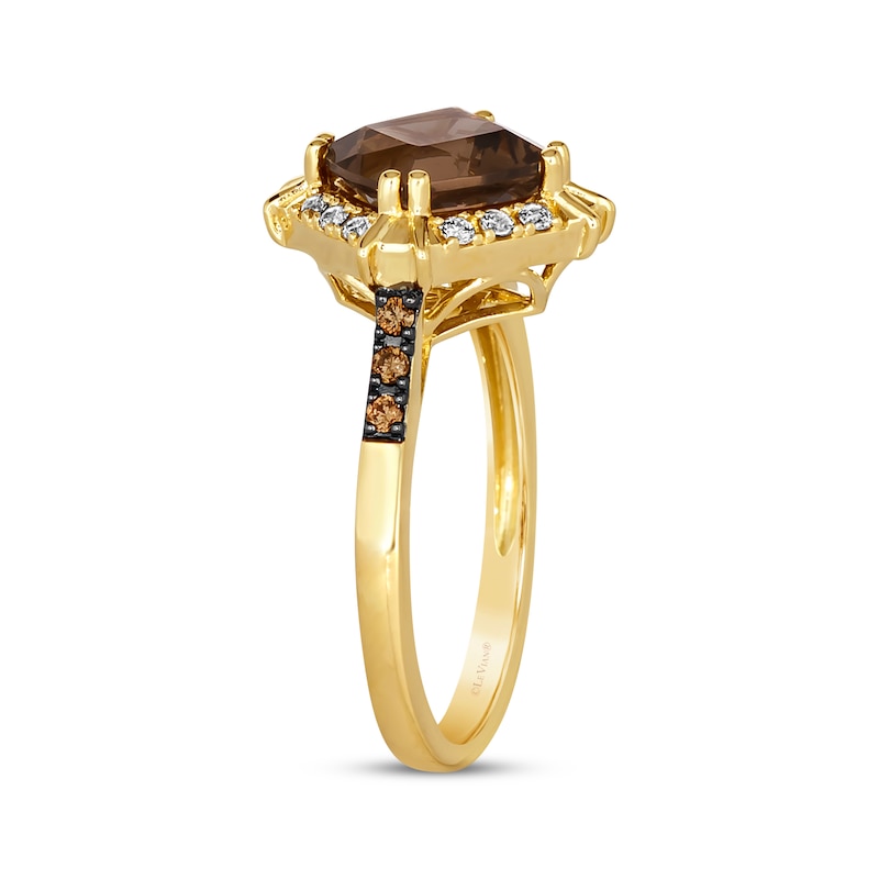 Main Image 3 of Le Vian Creme Brulee Chocolate Quartz Ring 1/5 ct tw Diamonds 14K Honey Gold