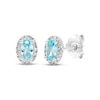 Thumbnail Image 1 of Swiss Blue Topaz & Diamond Earrings 1/10 ct tw Round-cut 10K White Gold