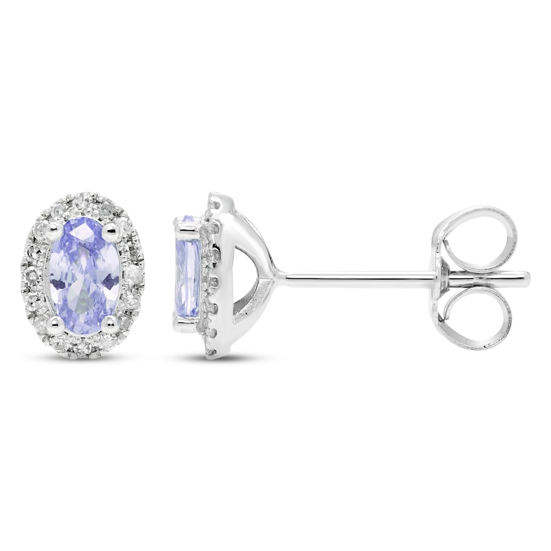 Main Image 2 of Tanzanite & Diamond Earrings 1/10 ct tw Round-cut 10K White Gold