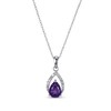 Thumbnail Image 0 of Pear-Shaped Amethyst & White Lab-Created Sapphire Necklace Sterling Silver 18"