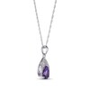 Thumbnail Image 1 of Pear-Shaped Amethyst & White Lab-Created Sapphire Necklace Sterling Silver 18"