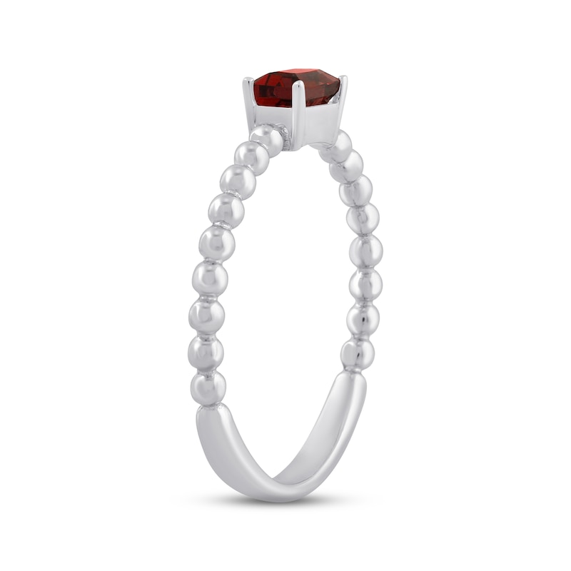 Main Image 2 of Garnet Octagon Beaded Ring Sterling Silver