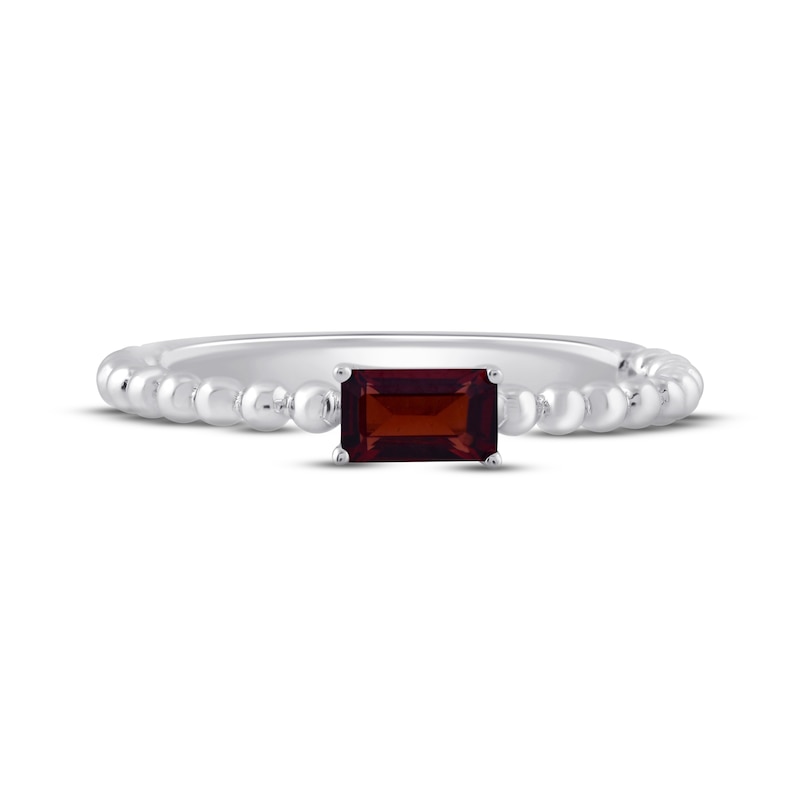 Main Image 3 of Garnet Octagon Beaded Ring Sterling Silver