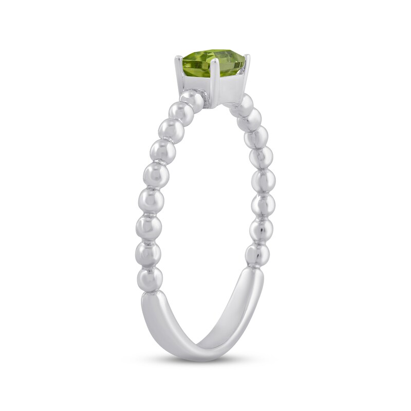 Peridot Octagon Beaded Ring Sterling Silver