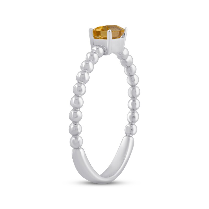 Citrine Octagon Beaded Ring Sterling Silver