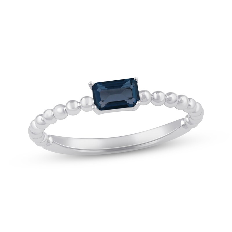 London Blue Topaz Octagon Beaded Ring Sterling Silver