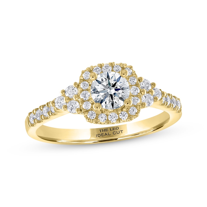 THE LEO Ideal Cut Round-Cut Diamond Engagement Ring 3/4 ct tw 14K Yellow Gold