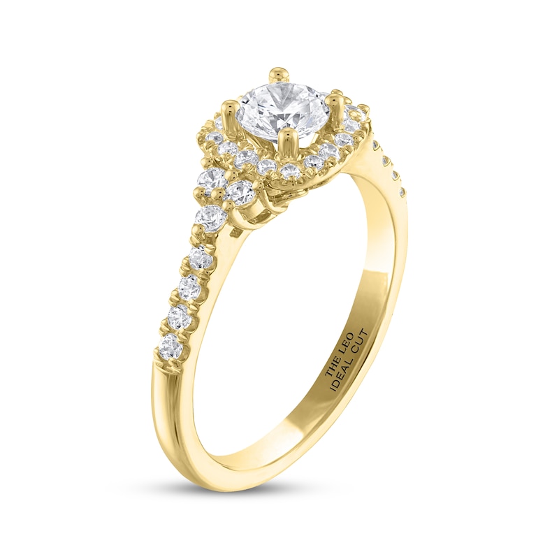 THE LEO Ideal Cut Round-Cut Diamond Engagement Ring 3/4 ct tw 14K Yellow Gold