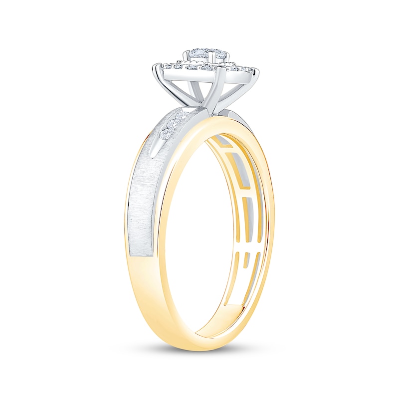 Main Image 2 of Now + Forever Round-Cut Diamond Halo Engagement Ring 1/3 ct tw 10K Two-Tone Gold