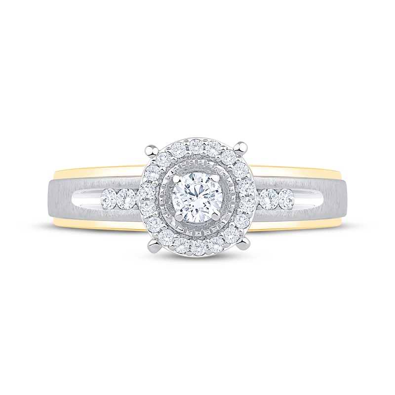 Main Image 3 of Now + Forever Round-Cut Diamond Halo Engagement Ring 1/3 ct tw 10K Two-Tone Gold