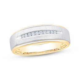 Now + Forever Men's Diamond Wedding Band 1/10 ct tw 10K Two-Tone Gold