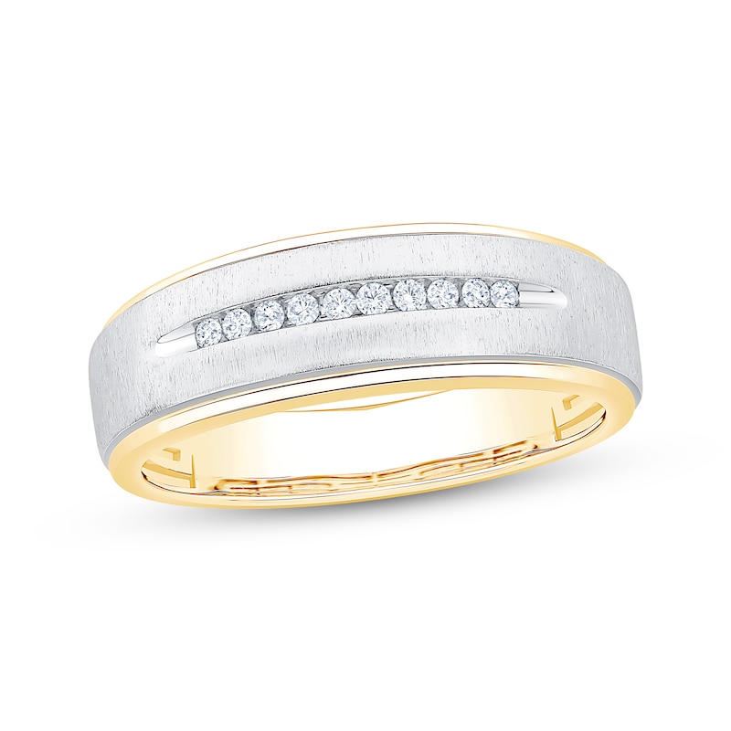 Main Image 1 of Now + Forever Men's Diamond Wedding Band 1/10 ct tw 10K Two-Tone Gold