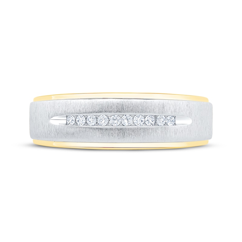 Main Image 3 of Now + Forever Men's Diamond Wedding Band 1/10 ct tw 10K Two-Tone Gold