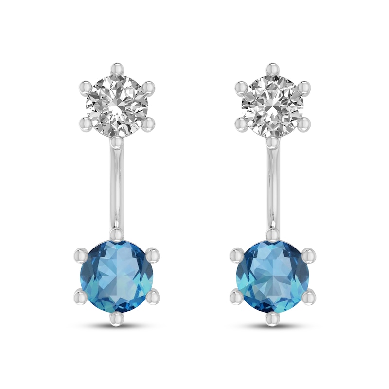 Swiss Blue Topaz & White Lab-Created Sapphire Front-Back Earrings ...