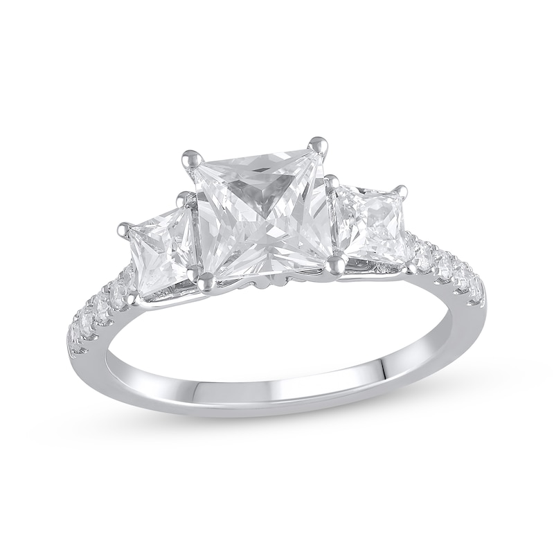 Main Image 1 of Memories Moments Magic Lab-Grown Diamonds Princess-Cut Three-Stone Engagement Ring 2-1/5 ct tw 14K White Gold