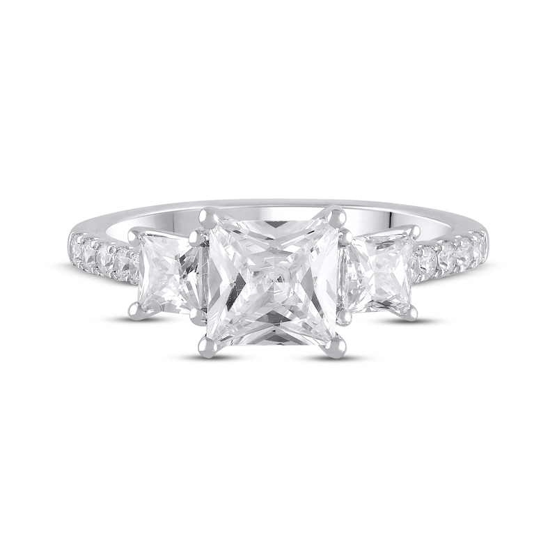 Main Image 3 of Memories Moments Magic Lab-Grown Diamonds Princess-Cut Three-Stone Engagement Ring 2-1/5 ct tw 14K White Gold