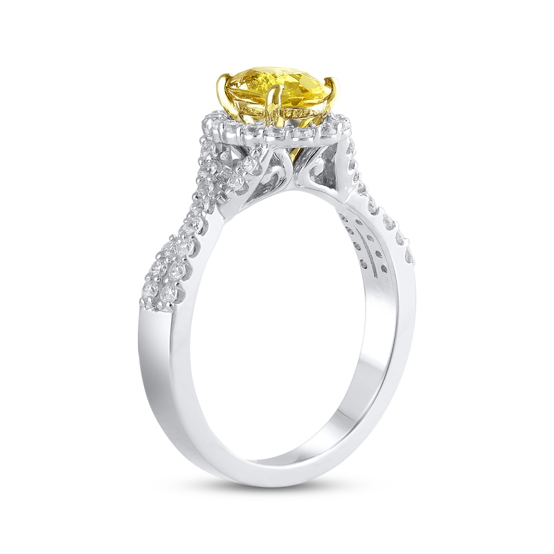 Lab-Created Diamonds by KAY Yellow & White Oval-Cut Engagement Ring 1-1/2 ct tw 14K White Gold