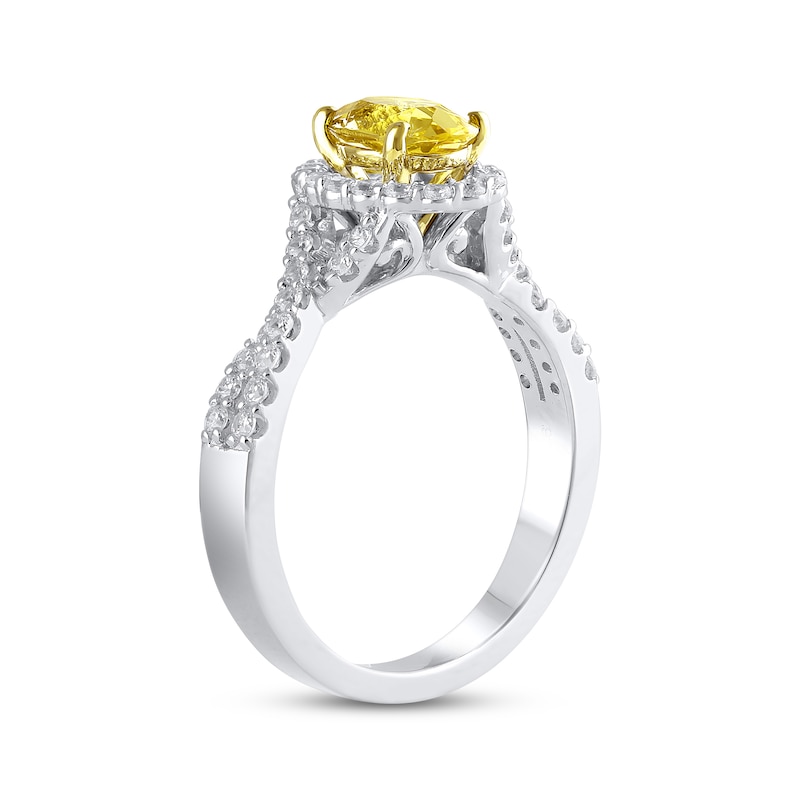 Main Image 2 of Now + Forever Lab-Grown Diamonds Yellow & White Oval-Cut Engagement Ring 1-1/2 ct tw 14K White Gold