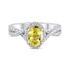 Thumbnail Image 2 of Lab-Created Diamonds by KAY Yellow & White Oval-Cut Engagement Ring 1-1/2 ct tw 14K White Gold