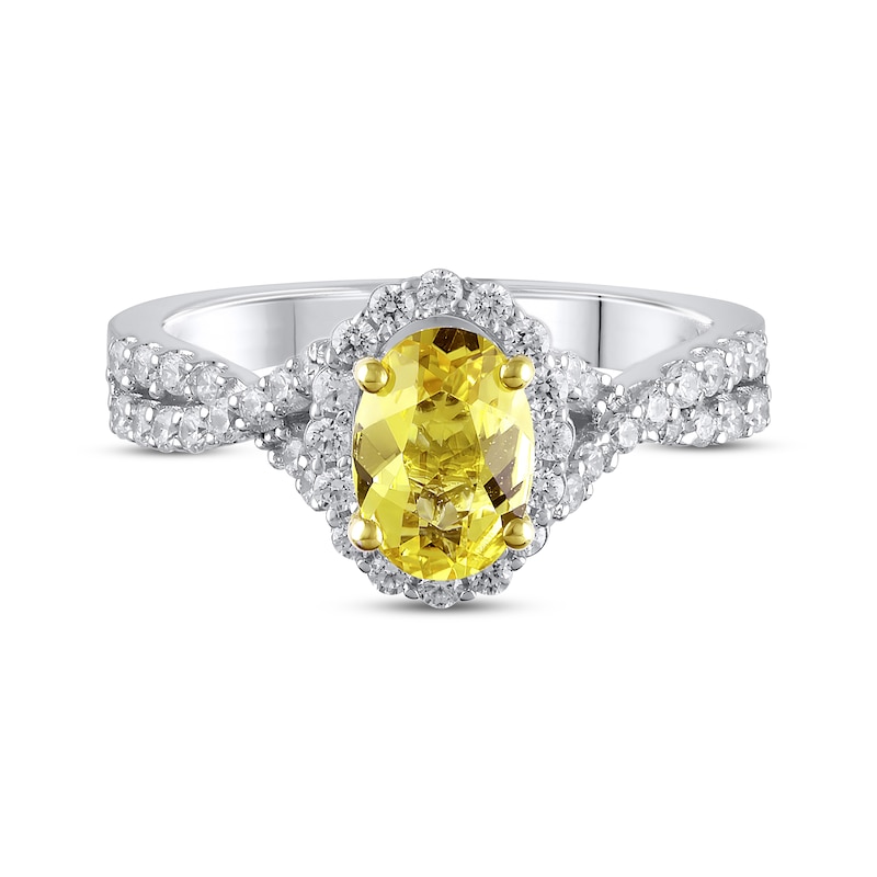 Main Image 3 of Now + Forever Lab-Grown Diamonds Yellow & White Oval-Cut Engagement Ring 1-1/2 ct tw 14K White Gold