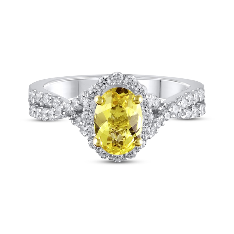 Lab-Created Diamonds by KAY Yellow & White Oval-Cut Engagement Ring 1-1/2 ct tw 14K White Gold