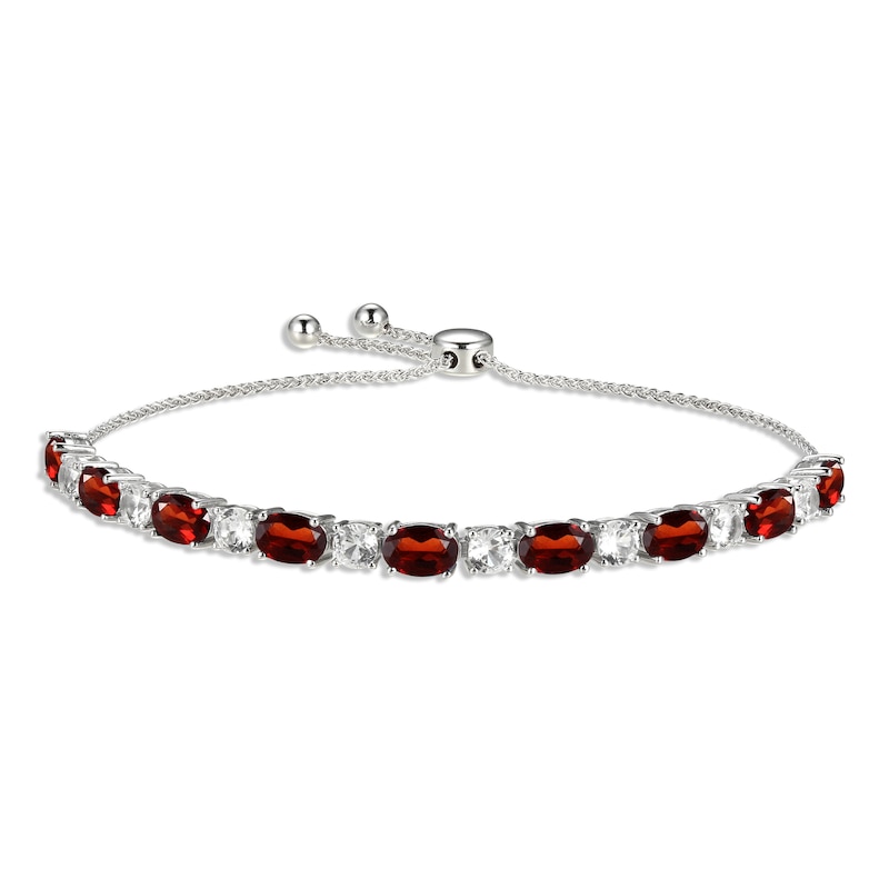 Garnet & White Lab-Created Sapphire Bolo Bracelet Sterling Silver | Kay