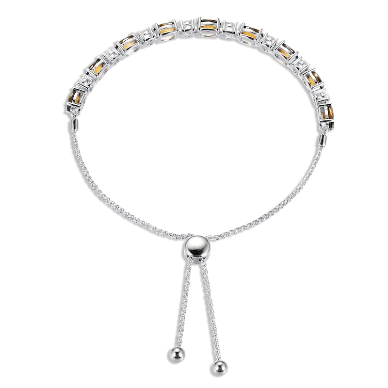 Citrine & White Lab-Created Sapphire Bolo Bracelet Sterling Silver