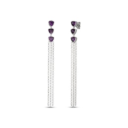 Amethyst Chain Drop Earrings Sterling Silver