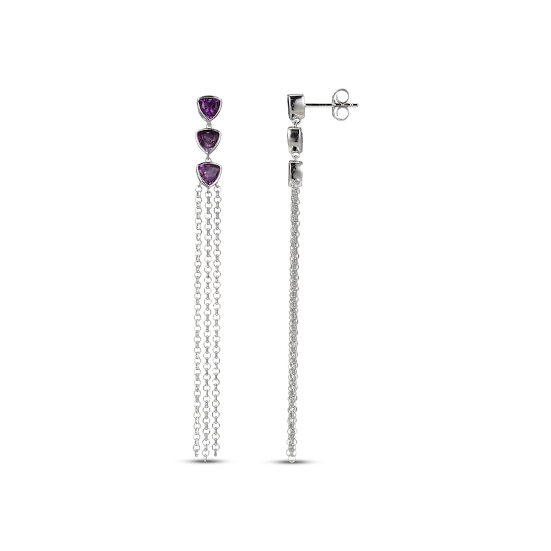 Amethyst Chain Drop Earrings Sterling Silver