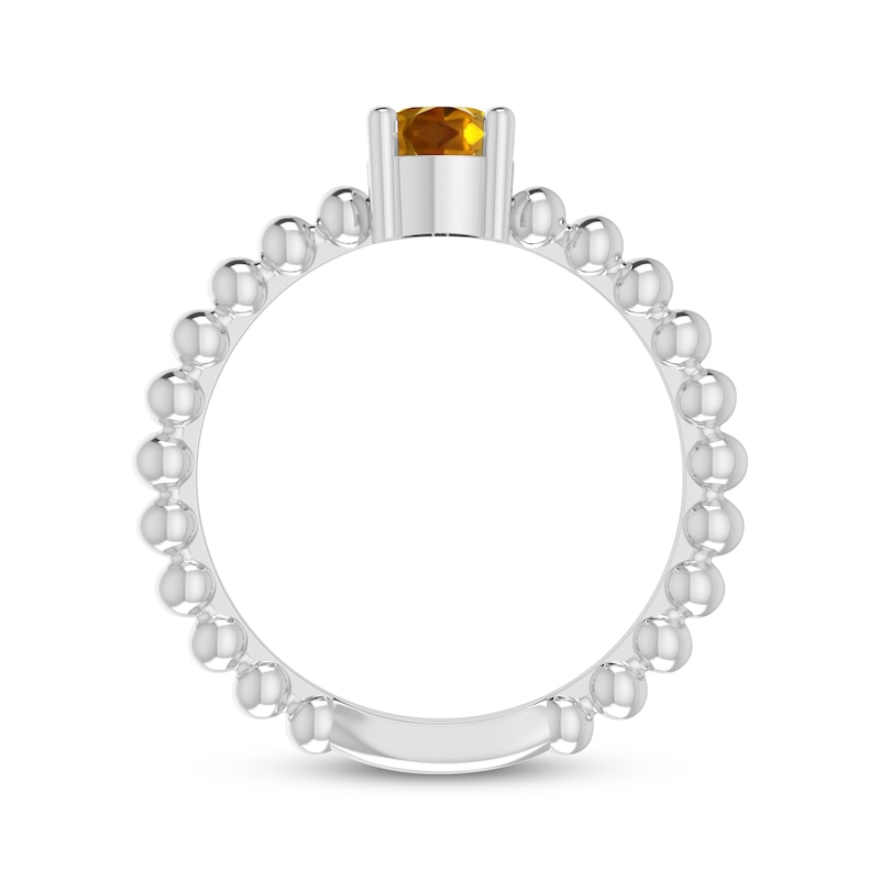 Citrine Pear Beaded Ring Sterling Silver