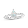Thumbnail Image 0 of Lab-Created Opal Pear Beaded Ring Sterling Silver