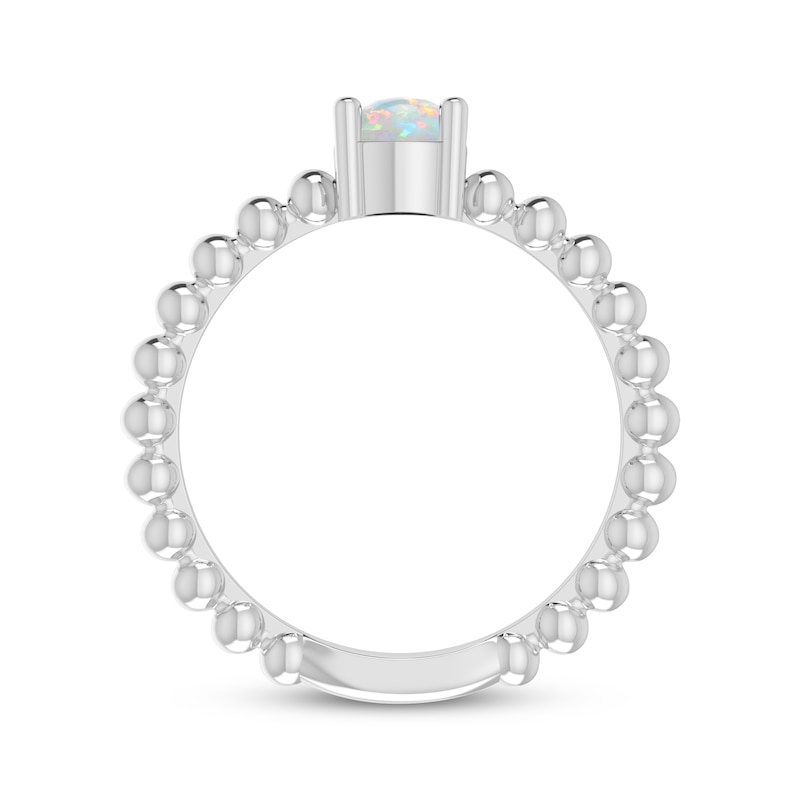 Main Image 2 of Lab-Created Opal Pear Beaded Ring Sterling Silver